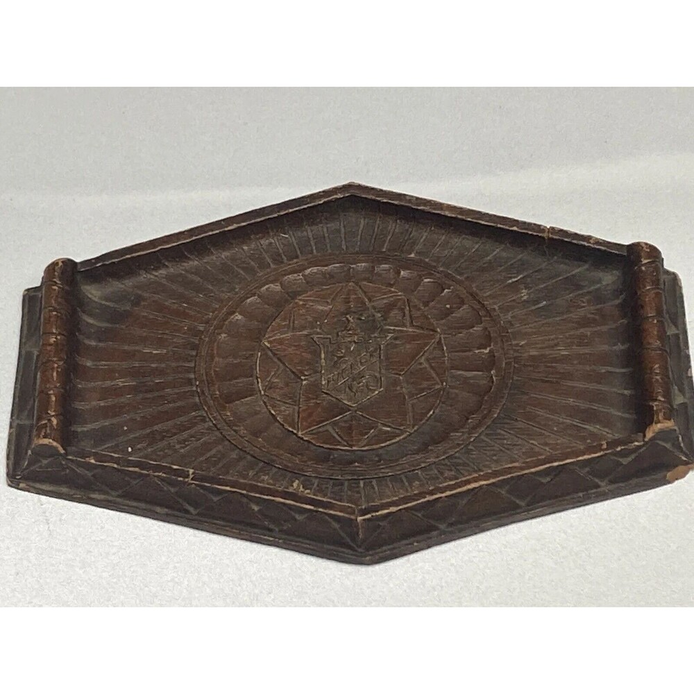 Vintage Brown Wooden HICKOK Knight Mid Century Cuff Links Tie Bars Men’s Tray